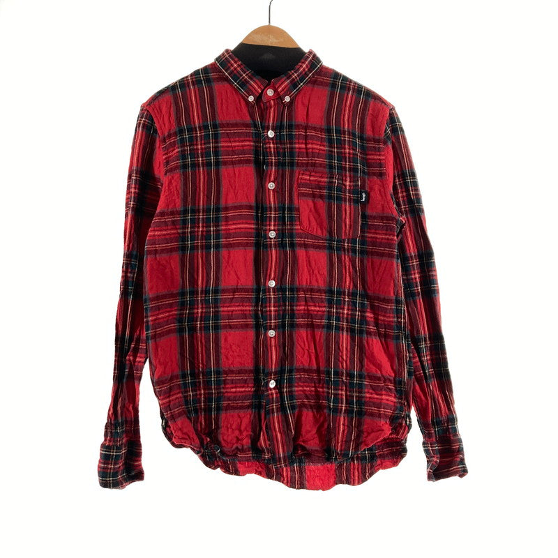 【中古品】【メンズ】 STUSSY ステューシー 長袖シャツ カラーRED チェック柄 SIZE:M 90S ヴィンテージ 142-261009-ky-06-fuzh 万代Net店