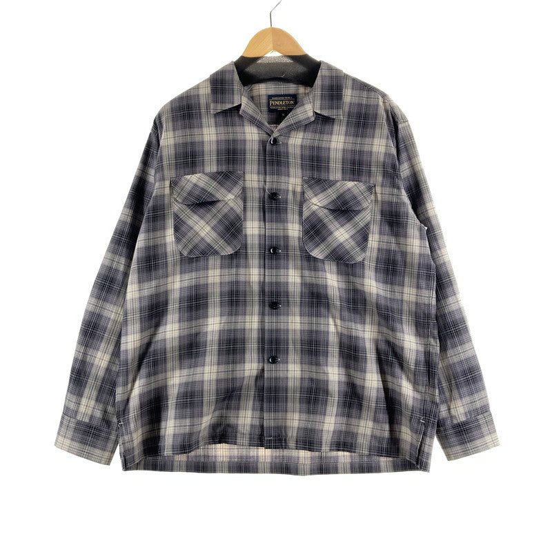 【中古品】【メンズ】 PENDLETON ペンドルトン 6175-3204 OPEN COLLAR SHIRT 長袖シャツ カラーGREY チェック柄 SIZE:M 144-261009-ky-14-fuzh 万代Net店