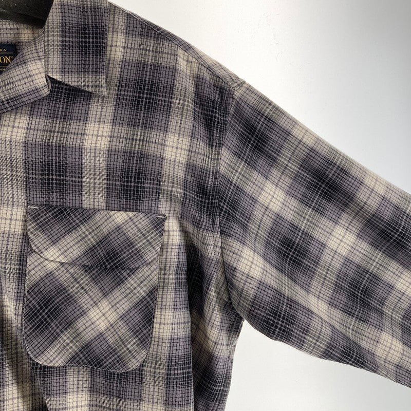 【中古品】【メンズ】 PENDLETON ペンドルトン 6175-3204 OPEN COLLAR SHIRT 長袖シャツ カラーGREY チェック柄 SIZE:M 144-261009-ky-14-fuzh 万代Net店