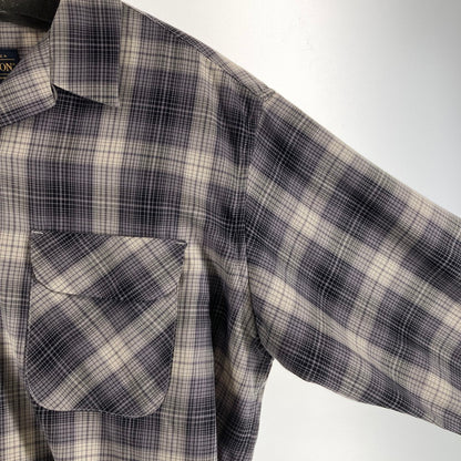 【中古品】【メンズ】 PENDLETON ペンドルトン 6175-3204 OPEN COLLAR SHIRT 長袖シャツ カラーGREY チェック柄 SIZE:M 144-261009-ky-14-fuzh 万代Net店