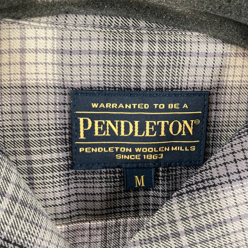【中古品】【メンズ】 PENDLETON ペンドルトン 6175-3204 OPEN COLLAR SHIRT 長袖シャツ カラーGREY チェック柄 SIZE:M 144-261009-ky-14-fuzh 万代Net店