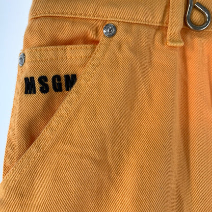 【中古品】【メンズ】 MSGM エムエスジーエム 3240MB44T ボールドロゴ デニムハーフパンツ 153-261009-ny-18-fuzh サイズ：不明 カラー：オレンジ 万代Net店