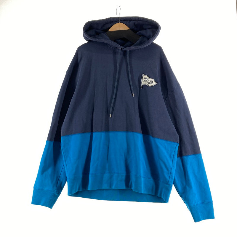 【中古品】【メンズ】 MAISON KITSUNE メゾンキツネ LM00701KM0001 カラーブロック オーバーサイズ フーディ BLUE/SIZE:XL 141-261009-ky-10-fuzh 万代Net店