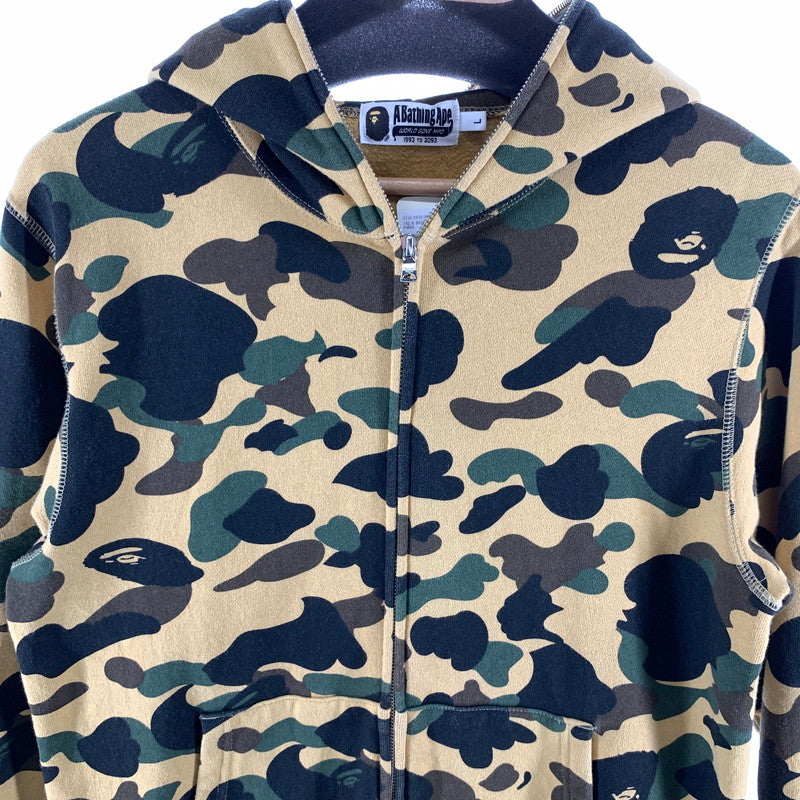 【中古品】【メンズ】 A BATHING APE アベイシングエイプ 1ST CAMO BAPE PRINT ZIPUP PARKA ジップアップパーカー フーディー 142-261010-gm-30-fuzh サイズ：L カラー：カモフラ 万代Net店