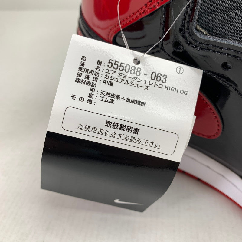 【中古美品】【メンズ】 NIKE ナイキ 555088-063 AIR JORDAN 1 HIGH OG " PATENT BRED" エアジョーダン 1 ハイ スニーカー 靴 160-261014-mh-09-fuzh サイズ：27cm カラー：ブラック・レッド 万代Net店