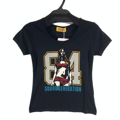 【中古美品】【レディース】 HYSTERIC GLAMOUR ヒステリックグラマー 84 SOUNDS 半袖Tシャツ カットソー チビTEE 170-261010-gm-07-fuzh サイズ：F カラー：ブラック 万代Net店