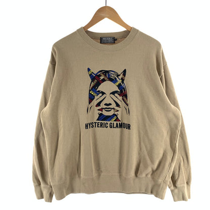 【中古品】【メンズ】 HYSTERIC GLAMOUR ヒステリックグラマー 02243CS11 SEE NO EVIL刺繍 スウェット 古着 140-261010-gm-34-fuzh サイズ：L カラー：ベージュ 万代Net店