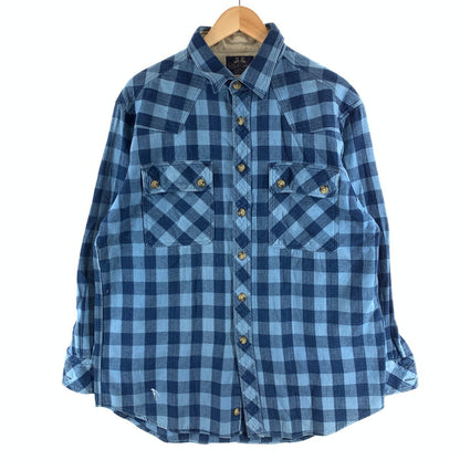 【中古品】【メンズ】 WILLIS＆GEIGER 90年代 ネルシャツ 長袖シャツ 90s 古着 145-261010-gm-08-fuzh サイズ：XL カラー：ブルー チェック 万代Net店