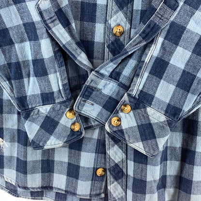 【中古品】【メンズ】 WILLIS＆GEIGER 90年代 ネルシャツ 長袖シャツ 90s 古着 145-261010-gm-08-fuzh サイズ：XL カラー：ブルー チェック 万代Net店