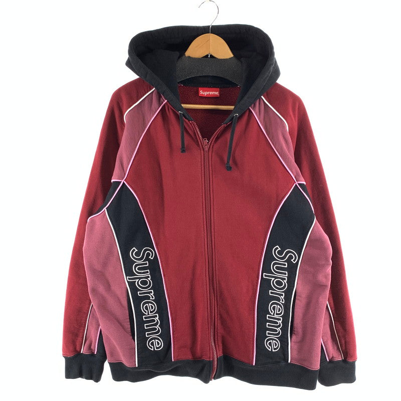 【中古品】【メンズ】 SUPREME シュプリーム 21FW TRACK PANELED ZIP UP HOODEDSWEATSHIRT ジップアップ パーカー オーバーサイズ 149-261010-gm-11-fuzh サイズ：L カラー：ワインレッド 万代Net店
