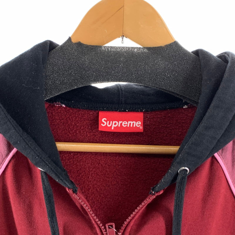 【中古品】【メンズ】 SUPREME シュプリーム 21FW TRACK PANELED ZIP UP HOODEDSWEATSHIRT ジップアップ パーカー オーバーサイズ 149-261010-gm-11-fuzh サイズ：L カラー：ワインレッド 万代Net店