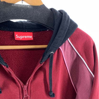 【中古品】【メンズ】 SUPREME シュプリーム 21FW TRACK PANELED ZIP UP HOODEDSWEATSHIRT ジップアップ パーカー オーバーサイズ 149-261010-gm-11-fuzh サイズ：L カラー：ワインレッド 万代Net店