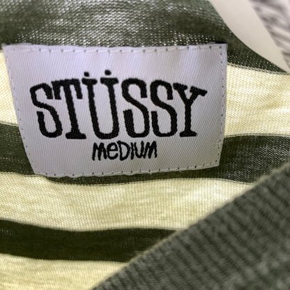 【中古品】【メンズ】 STUSSY ステューシー ボーダー 半袖Tシャツ 142-261020-vt-84-fuzh サイズ：M カラー：カーキ 万代Net店