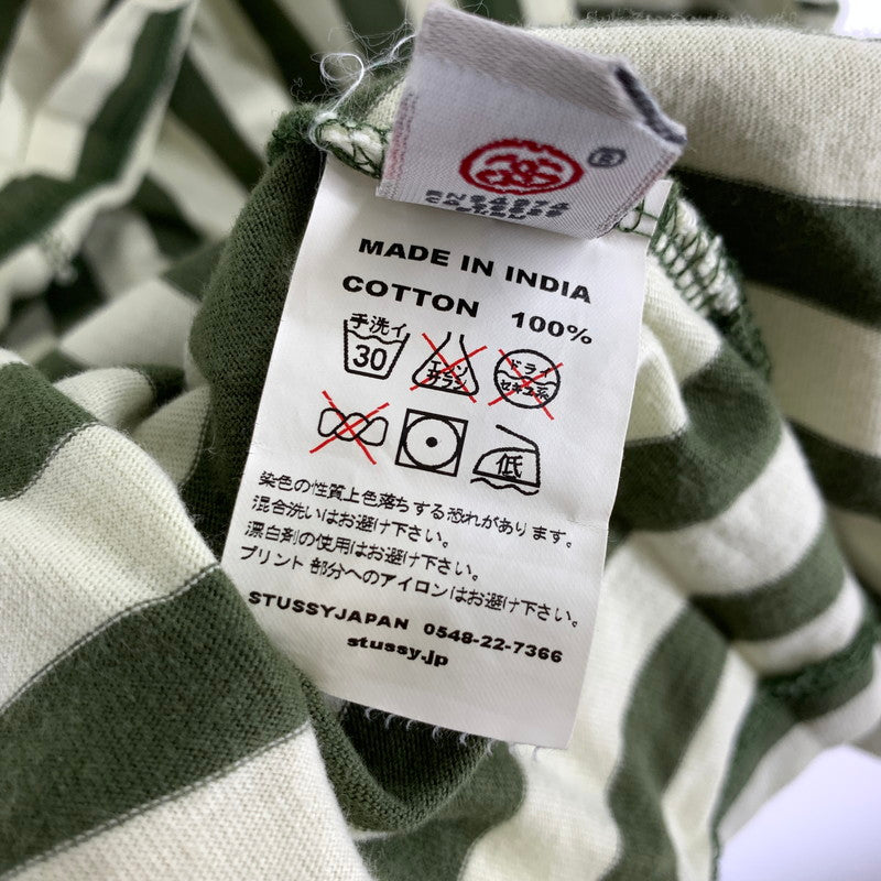 【中古品】【メンズ】 STUSSY ステューシー ボーダー 半袖Tシャツ 142-261020-vt-84-fuzh サイズ：M カラー：カーキ 万代Net店