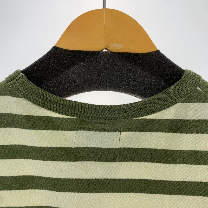 【中古品】【メンズ】 STUSSY ステューシー ボーダー 半袖Tシャツ 142-261020-vt-84-fuzh サイズ：M カラー：カーキ 万代Net店