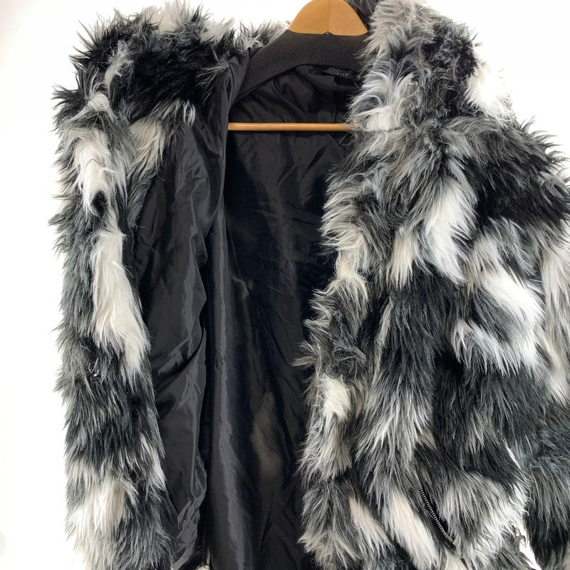 【中古品】【メンズ】 CIVARIZE シヴァーライズ モノトーンボリュームファーコート アウター ブルゾン 147-261010-gm-23-fuzh サイズ：46 カラー：ブラック ホワイト 万代Net店