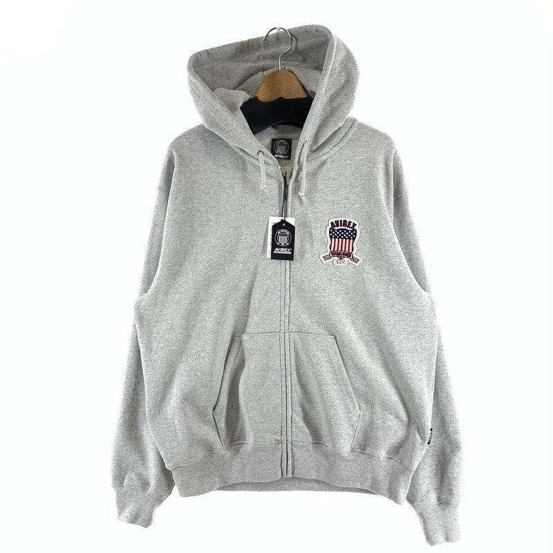 【中古品】【メンズ】 AVIREX アヴィレックス 783-6931001 SIGNATURE VERSITY LOGO ZIP HOODIE ジップアップパーカー フーディー 145-261010-gm-15-fuzh サイズ：XL カラー：グレー 万代Net店