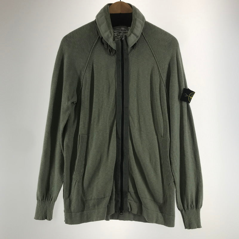 【中古品】【メンズ】 STONE ISLAND ストーンアイランド 701551880 ZIP CARDIGAN ジップカーディガン KHAKI ※シミ・汚れあり 141-261012-io-05-fuzh サイズ：L カラー：カーキ 万代Net店