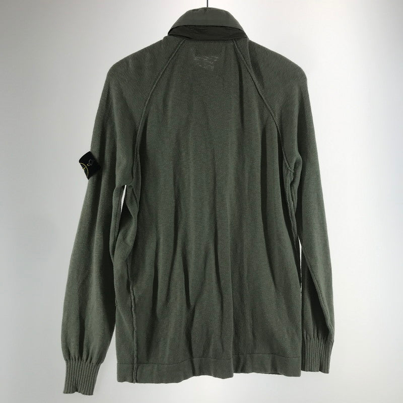 【中古品】【メンズ】 STONE ISLAND ストーンアイランド 701551880 ZIP CARDIGAN ジップカーディガン KHAKI ※シミ・汚れあり 141-261012-io-05-fuzh サイズ：L カラー：カーキ 万代Net店