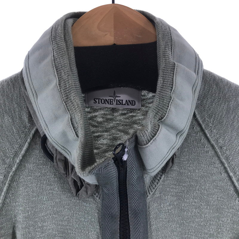【中古品】【メンズ】 STONE ISLAND ストーンアイランド 701551880 ZIP CARDIGAN ジップカーディガン KHAKI ※シミ・汚れあり 141-261012-io-05-fuzh サイズ：L カラー：カーキ 万代Net店