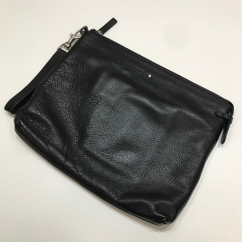 【中古品】【メンズ】 MONT BLANK モンブラン クラッチバッグ カバン かばん バッグ BLACK LEATHER CH118 ※使用感あり 188-261013-io-01-fuzh カラー：ブラック 万代Net店