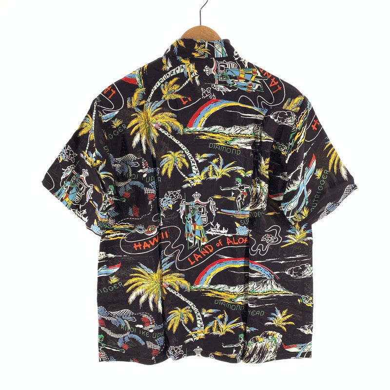 【中古美品】【メンズ】 SUN SURF サンサーフ SS37860 "LAND OF ALOHA DISCOVERED" ハワイアンシャツ アロハシャツ 半袖シャツ 145-261017-gm-28-fuzh サイズ：M カラー：ブラック 総柄 万代Net店
