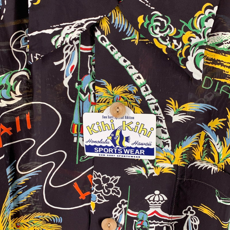 【中古美品】【メンズ】 SUN SURF サンサーフ SS37860 "LAND OF ALOHA DISCOVERED" ハワイアンシャツ アロハシャツ 半袖シャツ 145-261017-gm-28-fuzh サイズ：M カラー：ブラック 総柄 万代Net店
