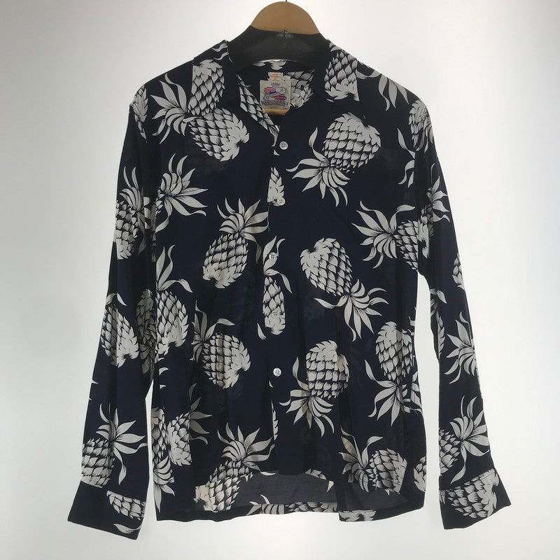 【中古品】【メンズ】 DUKE KAHANAMOKU デューク・カハナモク COTTON HAWAIIAN LS SHIRT コットン ハワイアン 長袖シャツ NAVY.PINEAPPLE 145-261013-io-12-fuzh サイズ：M カラー：ネイビー 万代Net店