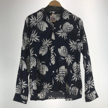 【中古品】【メンズ】 DUKE KAHANAMOKU デューク・カハナモク COTTON HAWAIIAN LS SHIRT コットン ハワイアン 長袖シャツ NAVY.PINEAPPLE 145-261013-io-12-fuzh サイズ：M カラー：ネイビー 万代Net店