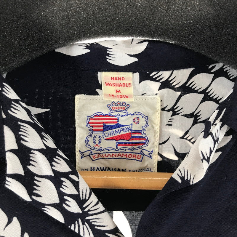 【中古品】【メンズ】 DUKE KAHANAMOKU デューク・カハナモク COTTON HAWAIIAN LS SHIRT コットン ハワイアン 長袖シャツ NAVY.PINEAPPLE 145-261013-io-12-fuzh サイズ：M カラー：ネイビー 万代Net店