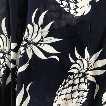 【中古品】【メンズ】 DUKE KAHANAMOKU デューク・カハナモク COTTON HAWAIIAN LS SHIRT コットン ハワイアン 長袖シャツ NAVY.PINEAPPLE 145-261013-io-12-fuzh サイズ：M カラー：ネイビー 万代Net店