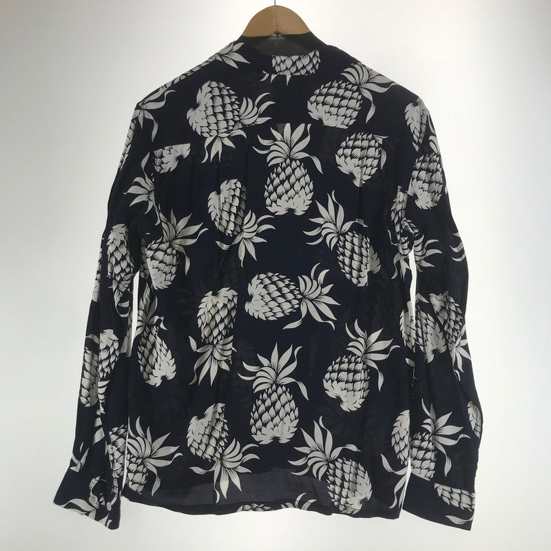 【中古品】【メンズ】 DUKE KAHANAMOKU デューク・カハナモク COTTON HAWAIIAN LS SHIRT コットン ハワイアン 長袖シャツ NAVY.PINEAPPLE 145-261013-io-12-fuzh サイズ：M カラー：ネイビー 万代Net店