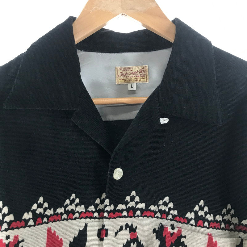 【中古品】【メンズ】 STYLE EYES CORDUROY SHIRT スタイルアイズ 東洋エンタープライズ コーデュロイシャツ BLACK.雪柄 145-261013-io-11-fuzh サイズ：L カラー：ブラック 万代Net店
