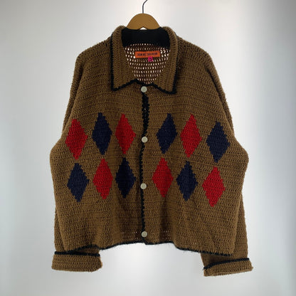 【中古品】【メンズ】 HUMAN MADE ヒューマンメード CPFM RODEO CROCHET KNIT CARDIGAN ダイヤ柄 ニット カーディガン トップス 長袖 古着 142-261012-mh-11-fuzh サイズ：3 カラー：ブラウン 万代Net店