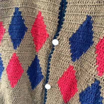 【中古品】【メンズ】 HUMAN MADE ヒューマンメード CPFM RODEO CROCHET KNIT CARDIGAN ダイヤ柄 ニット カーディガン トップス 長袖 古着 142-261012-mh-11-fuzh サイズ：3 カラー：ブラウン 万代Net店