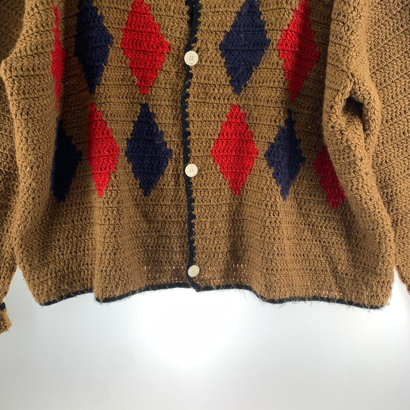 【中古品】【メンズ】 HUMAN MADE ヒューマンメード CPFM RODEO CROCHET KNIT CARDIGAN ダイヤ柄 ニット カーディガン トップス 長袖 古着 142-261012-mh-11-fuzh サイズ：3 カラー：ブラウン 万代Net店