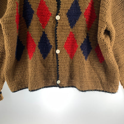 【中古品】【メンズ】 HUMAN MADE ヒューマンメード CPFM RODEO CROCHET KNIT CARDIGAN ダイヤ柄 ニット カーディガン トップス 長袖 古着 142-261012-mh-11-fuzh サイズ：3 カラー：ブラウン 万代Net店