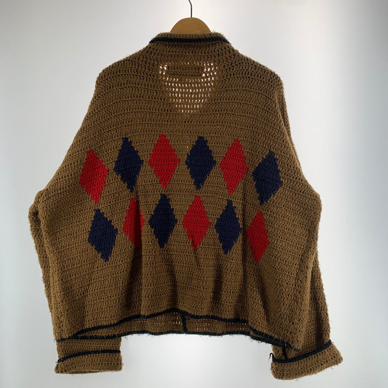 【中古品】【メンズ】 HUMAN MADE ヒューマンメード CPFM RODEO CROCHET KNIT CARDIGAN ダイヤ柄 ニット カーディガン トップス 長袖 古着 142-261012-mh-11-fuzh サイズ：3 カラー：ブラウン 万代Net店