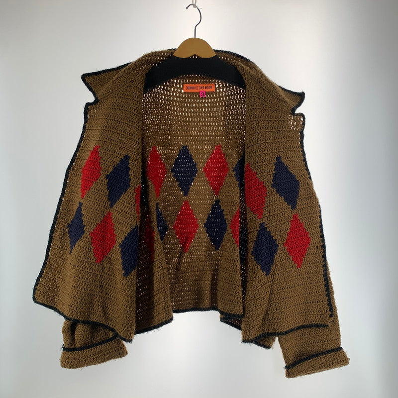 【中古品】【メンズ】 HUMAN MADE ヒューマンメード CPFM RODEO CROCHET KNIT CARDIGAN ダイヤ柄 ニット カーディガン トップス 長袖 古着 142-261012-mh-11-fuzh サイズ：3 カラー：ブラウン 万代Net店