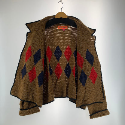 【中古品】【メンズ】 HUMAN MADE ヒューマンメード CPFM RODEO CROCHET KNIT CARDIGAN ダイヤ柄 ニット カーディガン トップス 長袖 古着 142-261012-mh-11-fuzh サイズ：3 カラー：ブラウン 万代Net店
