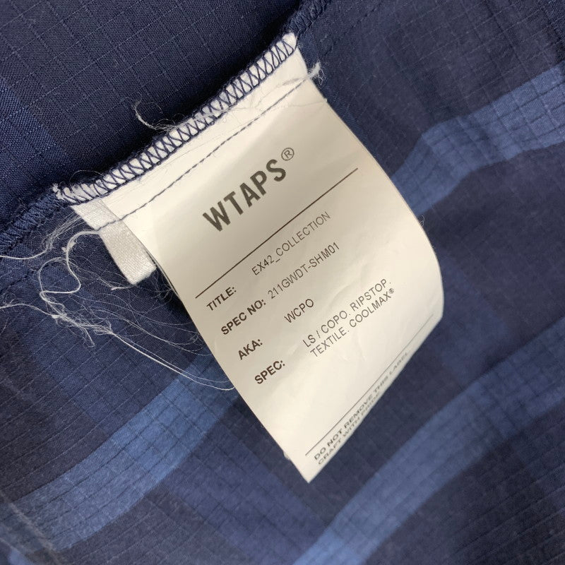 【中古品】【メンズ】 WTAPS ダブルタップス 211GWDT-SHM01 21SS WCPO LS RIPSTOP COOL MAX ダブルシーピーオー ロングスリーブ シャツ クールマックス トップス 長袖 古着 142-261012-mh-13-fuzh サイズ：02 カラー：ネイビー・チェック 万代Net店