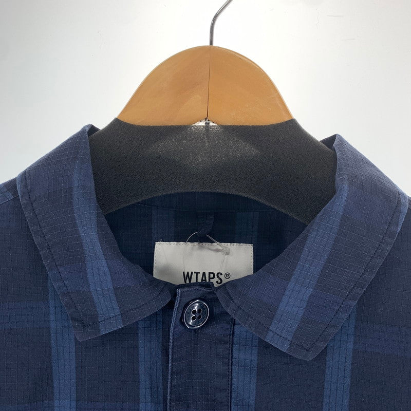 【中古品】【メンズ】 WTAPS ダブルタップス 211GWDT-SHM01 21SS WCPO LS RIPSTOP COOL MAX ダブルシーピーオー ロングスリーブ シャツ クールマックス トップス 長袖 古着 142-261012-mh-13-fuzh サイズ：02 カラー：ネイビー・チェック 万代Net店