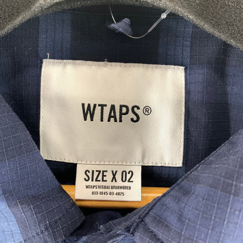 【中古品】【メンズ】 WTAPS ダブルタップス 211GWDT-SHM01 21SS WCPO LS RIPSTOP COOL MAX ダブルシーピーオー ロングスリーブ シャツ クールマックス トップス 長袖 古着 142-261012-mh-13-fuzh サイズ：02 カラー：ネイビー・チェック 万代Net店