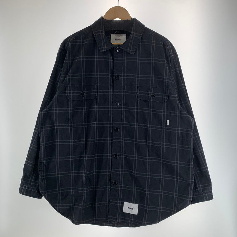 【中古品】【メンズ】 WTAPS ダブルタップス 211GWDT-SHM01 21SS WCPO LS RIPSTOP COOL MAX ダブルシーピーオー ロングスリーブ シャツ クールマックス トップス 長袖 古着 142-261012-mh-14-fuzh サイズ：02 カラー：ブラック・チェック 万代Net店