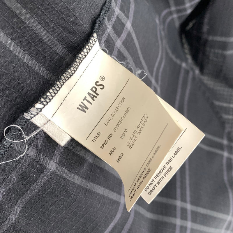 【中古品】【メンズ】 WTAPS ダブルタップス 211GWDT-SHM01 21SS WCPO LS RIPSTOP COOL MAX ダブルシーピーオー ロングスリーブ シャツ クールマックス トップス 長袖 古着 142-261012-mh-14-fuzh サイズ：02 カラー：ブラック・チェック 万代Net店