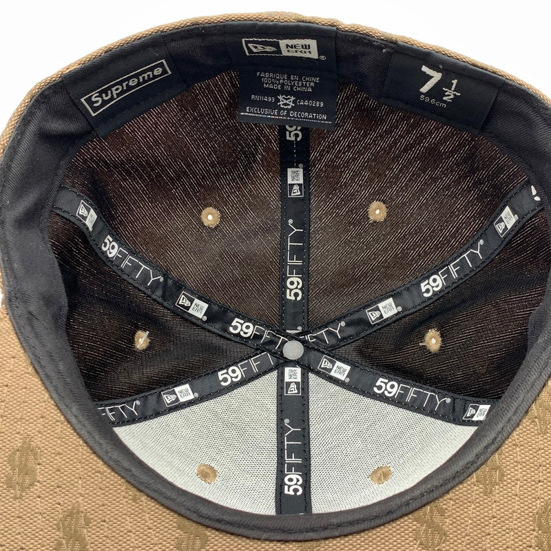 【中古品】【メンズ】 SUPREME シュプリーム×NEW ERA ニューエラ MONOGRAM BOX LOGO CAP モノグラムボックスロゴキャップ 149-261017-gm-32-fuzh サイズ：59.6cm カラー：ベージュ 万代Net店
