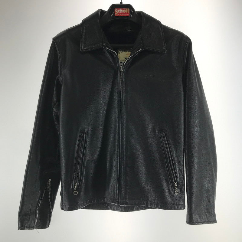 【中古品】【メンズ】 SCHOTT ショット 652H SINGLE RIDERS JACKET シングル ライダースジャケット BLACK USA製 ハンガー・ライナー付属 ※色抜け・汚れ・使用感あり 145-261013-io-07-fuzh サイズ：38 カラー：ブラック 万代Net店