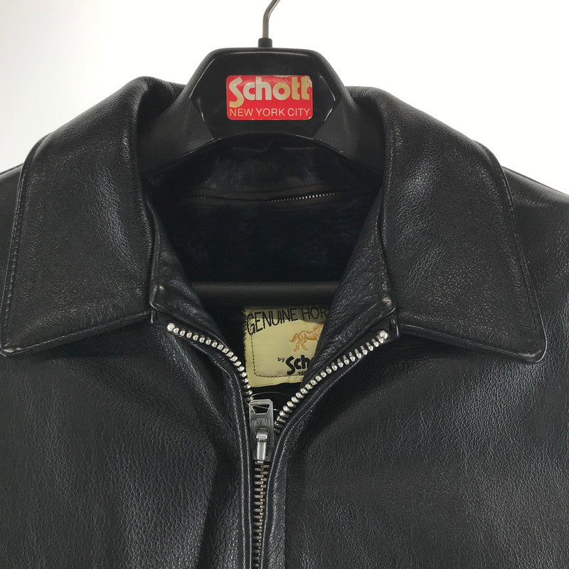【中古品】【メンズ】 SCHOTT ショット 652H SINGLE RIDERS JACKET シングル ライダースジャケット BLACK USA製 ハンガー・ライナー付属 ※色抜け・汚れ・使用感あり 145-261013-io-07-fuzh サイズ：38 カラー：ブラック 万代Net店