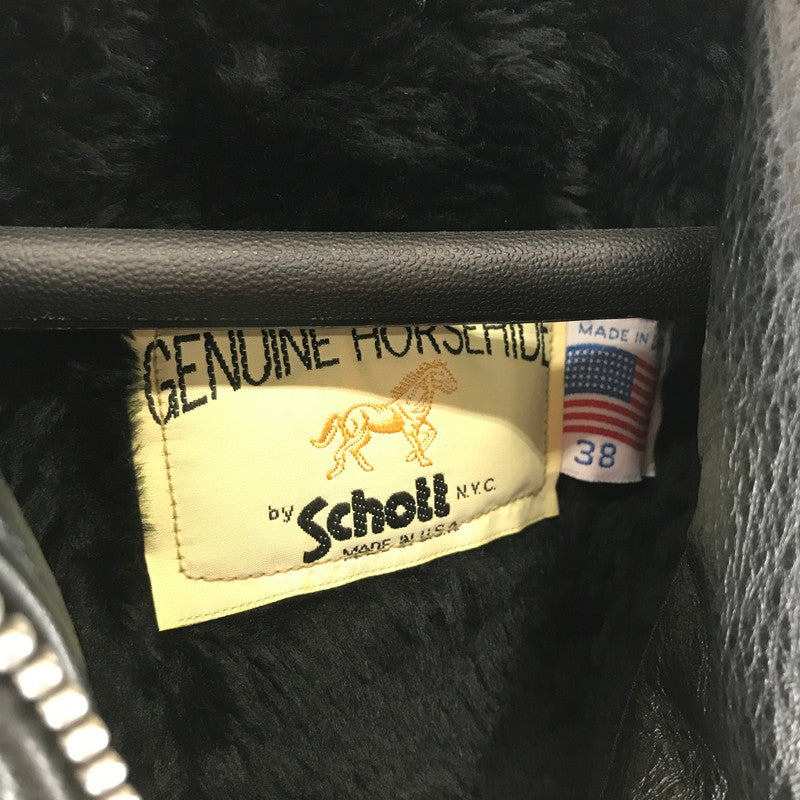 【中古品】【メンズ】 SCHOTT ショット 652H SINGLE RIDERS JACKET シングル ライダースジャケット BLACK USA製 ハンガー・ライナー付属 ※色抜け・汚れ・使用感あり 145-261013-io-07-fuzh サイズ：38 カラー：ブラック 万代Net店
