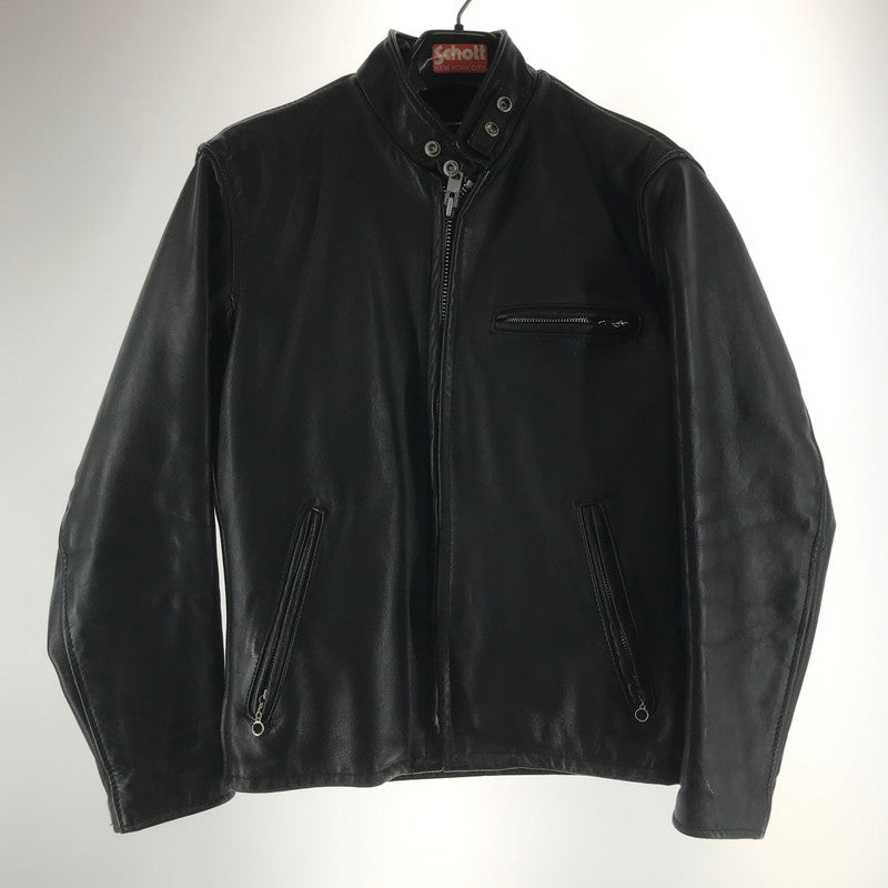 【中古品】【メンズ】 SCHOTT ショット 641 SINGLE RIDERS JACKET シングル ライダースジャケット BLACK USA製 ライナー・ハンガー付属 ※袖汚れ・毛玉・使用感あり 145-261013-io-08-fuzh サイズ：36 カラー：ブラック 万代Net店